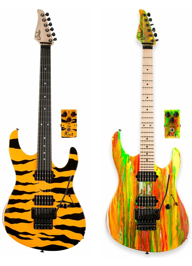 Suhr Unleash 80's Shredâ„¢ Neon Drip and Tiger Stripe Guitars 